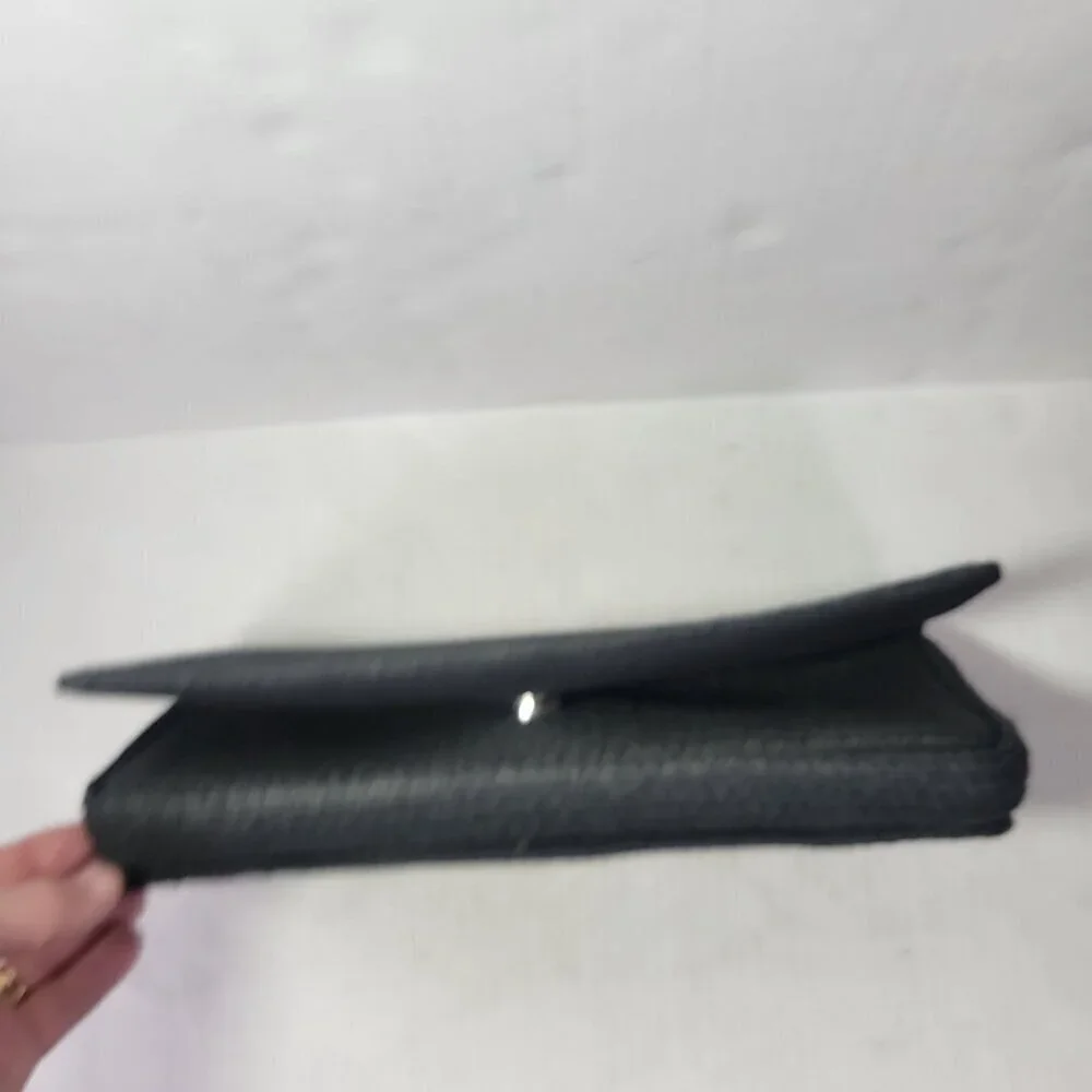 Betmar Black Woven Clutch With Magnetic Snap Closure & Interior Zipper Pocket